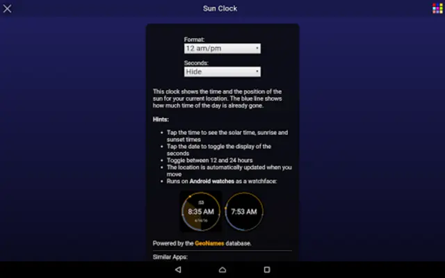 Sun Clock Free android App screenshot 5